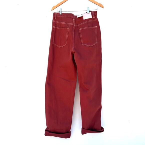 New Free People x ZGY Hi & Loose Denim Jeans Wide Leg Rust Size 29 Baggy Pants - Picture 5 of 12